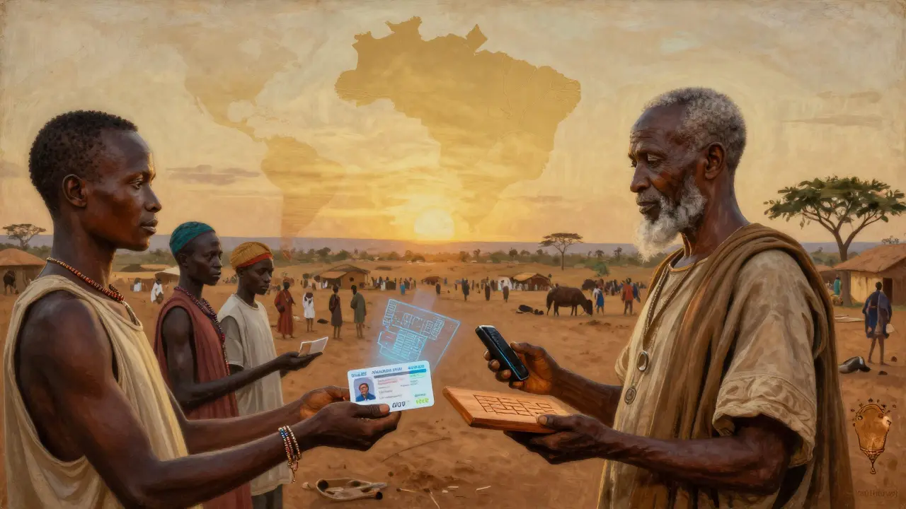 Темперная живопись: жители африканской деревни получают цифровые удостоверения личности через ADA.