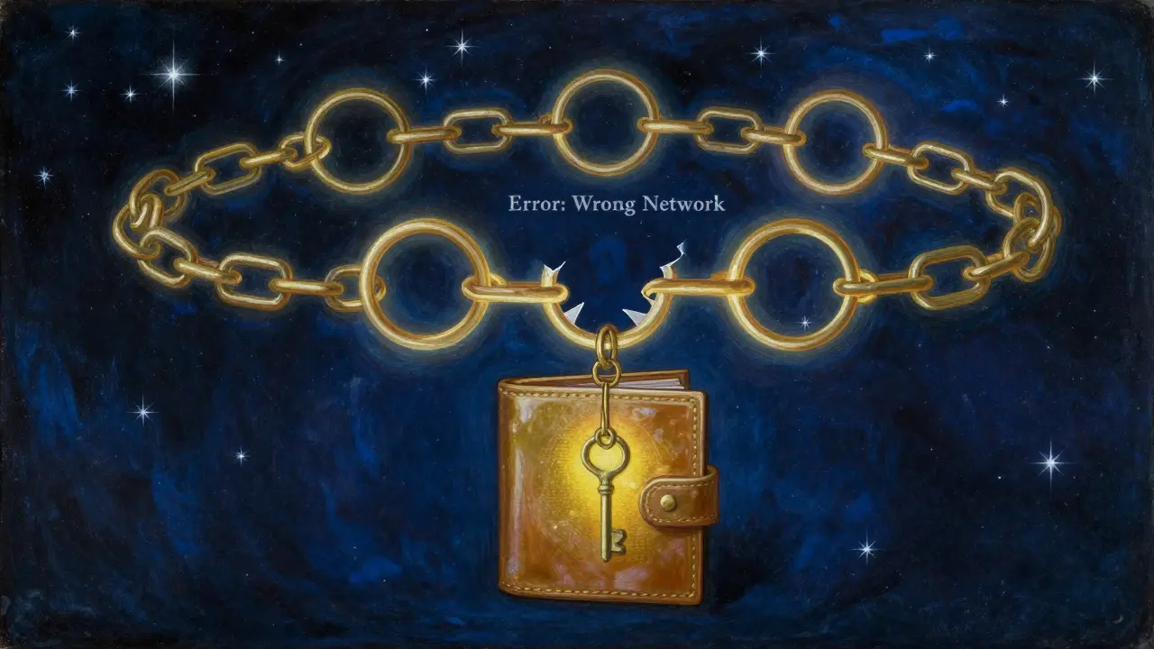 Небесный реестр с блокчейном и потерянной транзакцией в космосе.