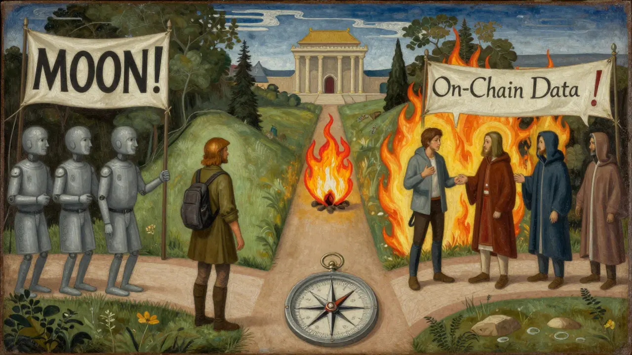 Путник стоит на распутье: один путь — фейковые баннеры, другой — живые разговоры с разработчиками.