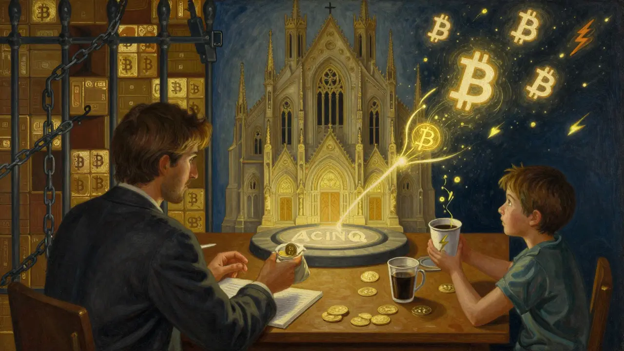 Пользователь открывает канал к центральному узлу, в то время как мелкие платежи текут как светящиеся частицы.