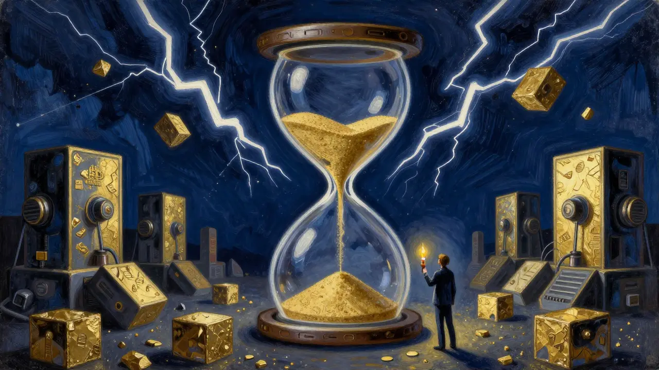 Темперная картина: обновление Avalanche BCH — молния в песочных часах, где песок течёт за три секунды.