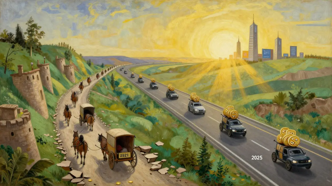 Старая узкая дорога с высокими комиссиями превращается в широкую многополосную магистраль с низкими комиссиями.