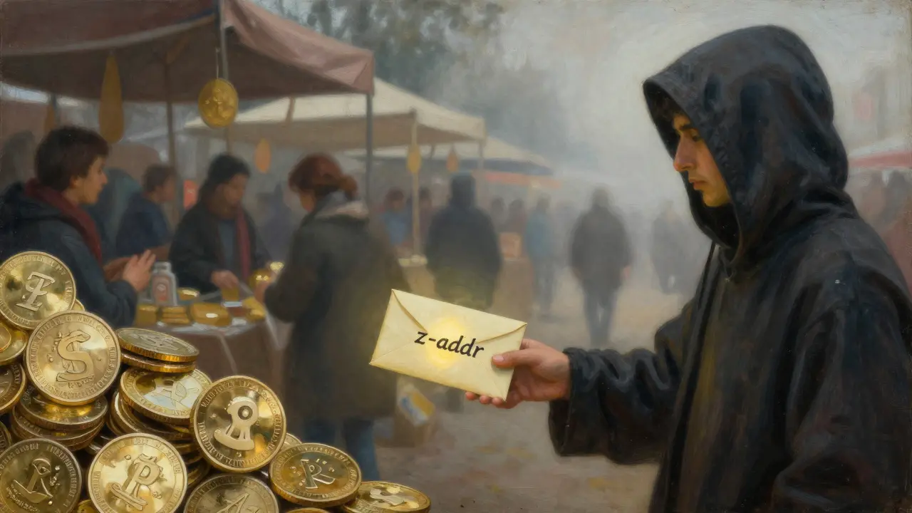 Темперная живопись: разделённая сцена — прозрачные монеты слева, защищённая передача справа.